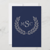 Klassischer Uni-Abschluss für Marmorwreath Monogra Einladung (Rückseite)