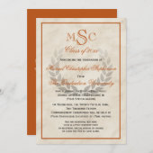 Klassischer Uni-Abschluss für Marmorwreath Monogra Einladung (Vorne/Hinten)