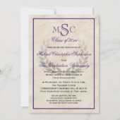 Klassischer Uni-Abschluss für Marmorwreath Monogra Einladung (Vorderseite)