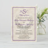 Klassischer Uni-Abschluss für Marmorwreath Monogra Einladung (Stehend Vorderseite)