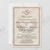 Klassischer Uni-Abschluss für Marmorwreath Monogra Einladung (Vorderseite)