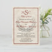 Klassischer Uni-Abschluss für Marmorwreath Monogra Einladung (Stehend Vorderseite)