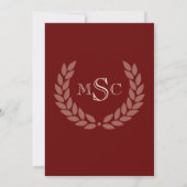 Klassischer Uni-Abschluss für Marmorwreath Monogra Einladung (Rückseite)