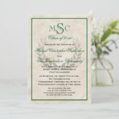 Klassischer Uni-Abschluss für Marmorwreath Monogra Einladung (Stehend Vorderseite)