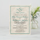 Klassischer Uni-Abschluss für Marmorwreath Monogra Einladung (Stehend Vorderseite)