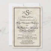 Klassischer Uni-Abschluss für Marmorwreath Monogra Einladung (Vorderseite)