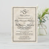 Klassischer Uni-Abschluss für Marmorwreath Monogra Einladung (Stehend Vorderseite)