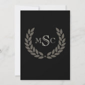 Klassischer Uni-Abschluss für Marmorwreath Monogra Einladung (Rückseite)