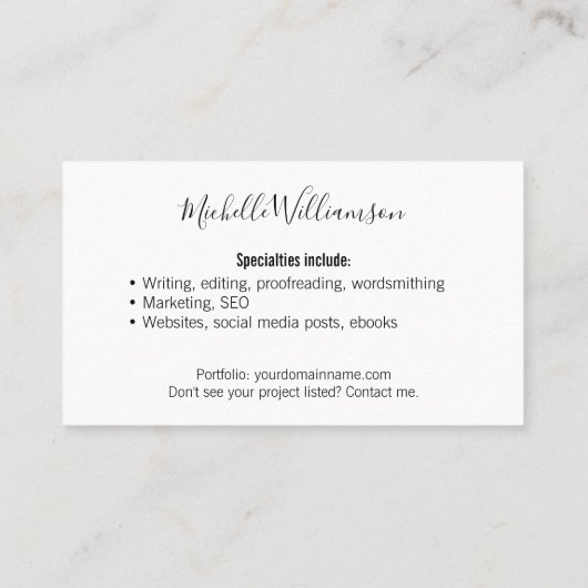 Klassischer Unternehmer Zeitgenössischer Schwarz-w Visitenkarte (Rückseite)