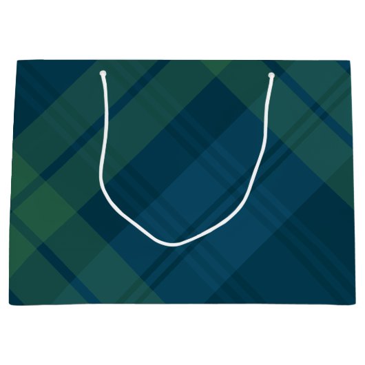 Klassischer Urlaub kariert blaugrüne Weihnachten Große Geschenktüte (Vorderseite)