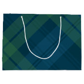 Klassischer Urlaub kariert blaugrüne Weihnachten Große Geschenktüte (Rückseite)