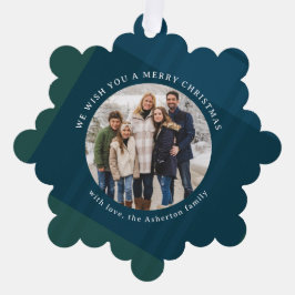 Klassischer Urlaub kariert, einfach zwei Foto Weih Ornament Karte