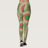 Klassischer Urlaub Mandala in Rot, Grün und Gold Leggings (Rückseite)