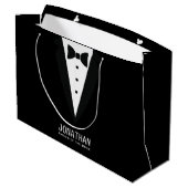 Klassischer Vater der Braut Hochzeit Tuxedo Große Geschenktüte (Rückseite Schrägansicht)