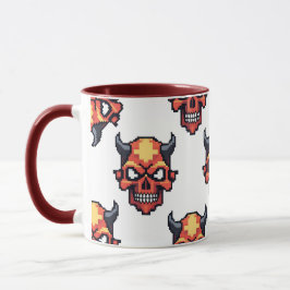 Klassischer verpixelter Teufelsschädel-Muster-Bech Tasse