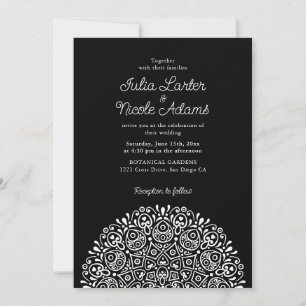 Klassischer verzierter Art Deco Stil Mandala Hochz Einladung