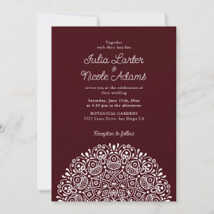 Klassischer verzierter Art Deco Stil Mandala-Hochz Einladung
