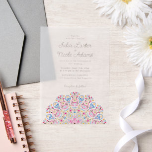Klassischer verzierter Art Deco Stil Mandala Hochz Pergament Einladungen