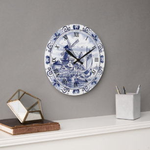 Klassischer Vintag Chic holländischer Windmill Del Große Wanduhr