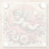 Klassischer/Vintag/Retro-Kupid Valentinstag Glasuntersetzer (Rückseite)