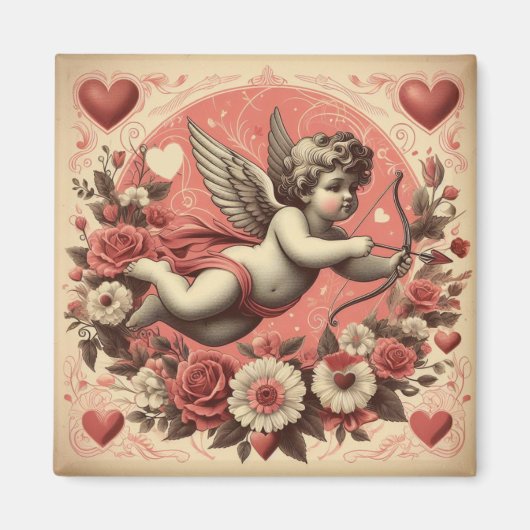 Klassischer/Vintag/Retro-Kupid Valentinstag Magnet (Vorne)