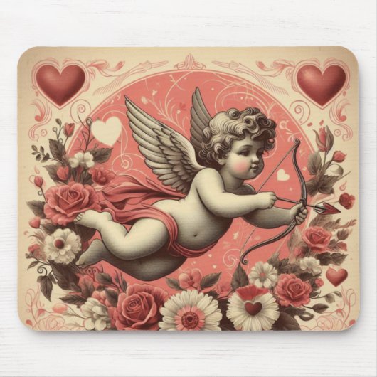 Klassischer/Vintag/Retro-Kupid Valentinstag Mousepad (Vorne)