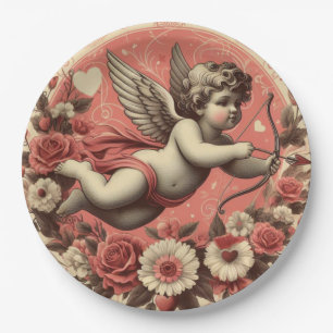 Klassischer/Vintag/Retro-Kupid Valentinstag Pappteller