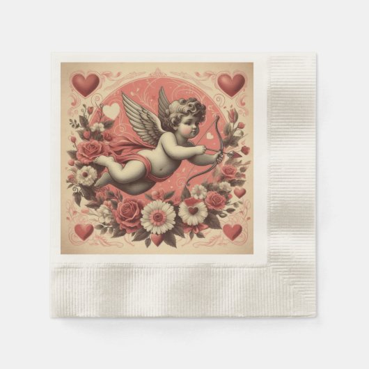 Klassischer/Vintag/Retro-Kupid Valentinstag Serviette (Vorderseite)