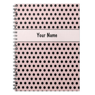 Klassischer Vintage-Chic Rosa & Schwarz Name Polka Notizblock