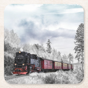 Klassischer Vintage-Dampflokzug 997243-1 Rechteckiger Pappuntersetzer