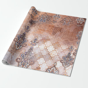 Klassischer Vintage-Druck mit Patchwork- und Paisl Geschenkpapier