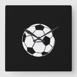 Klassischer Vintage-Fußball mit abgenutzter Sporti Quadratische Wanduhr