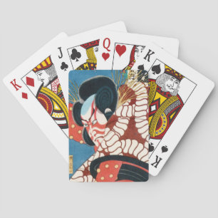Klassischer vintage japanischer Kabuki-Samurai Uta Spielkarten
