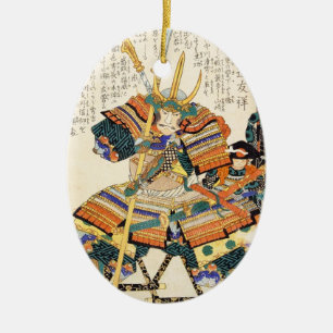 Klassischer Vintage-Japanischer Samurai-Krieger-Ge Keramikornament