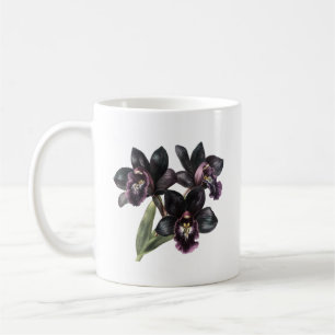 Klassischer vintage lila und schwarzer Orchideen-K Kaffeetasse