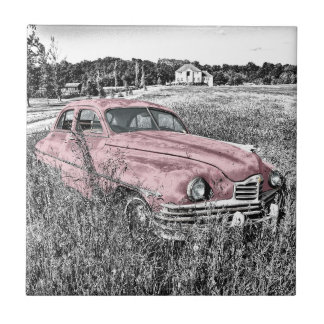 Klassischer Vintage-Rosa-Wagen Fliese