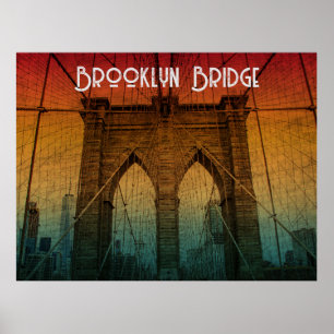 Klassischer Vintage-Sonnenuntergang Brooklyn Bridg Poster