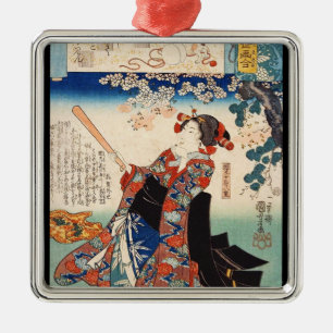 Klassischer vintage Ukiyo-e alter Scroll Geisha Ut Ornament Aus Metall
