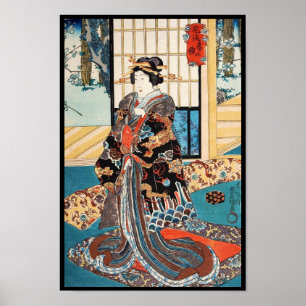 Klassischer vintage ukiyo-e japanische geisha Utag Poster