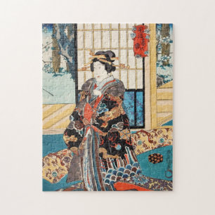 Klassischer vintage ukiyo-e japanische Geisha Utag Puzzle