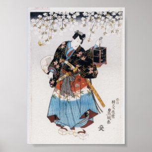 Klassischer Vintage-Ukiyo-e-Samurai-Altdruck Poster