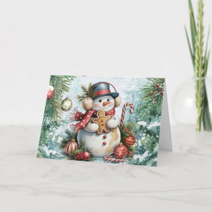 Klassischer Vintage-Wasserfarben-Weihnachts-Schnee Feiertagskarte