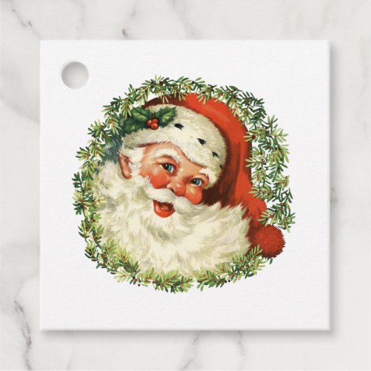 Klassischer Vintage-Weihnachtsmann Geschenkanhänger (Vorderseite)
