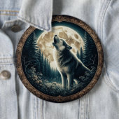 Klassischer, vintage Wolf & Mond Button (Beispiel)