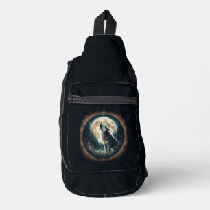 Klassischer, vintage Wolf & Mond Crossbody Bag