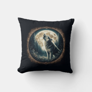 Klassischer, vintage Wolf & Mond Kissen