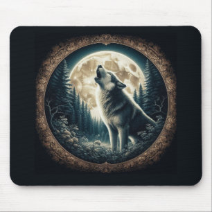 Klassischer, vintage Wolf & Mond Mousepad