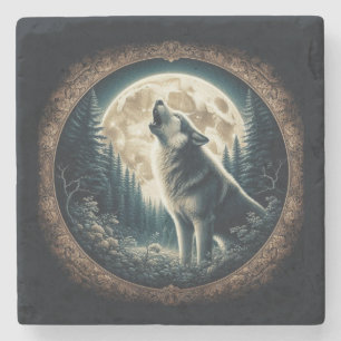 Klassischer, vintage Wolf & Mond Steinuntersetzer