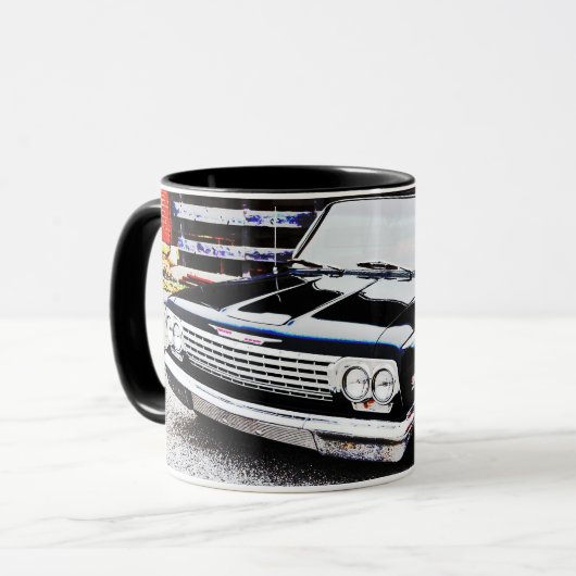 Klassischer Vintager Black Impala Car Art Tasse Cu (Vorderseite Links)