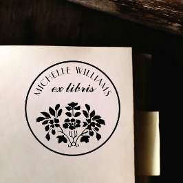 Klassischer Vintager Blütenname Ex Libris Buchzeic Permastempel